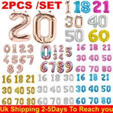 32" Rose Gold Giant Foil Number Balloons Birthday Party Blue 1st/16/18/21st/30