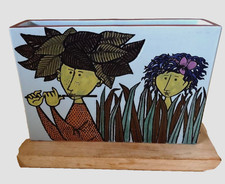 Stig Lindberg for Gustavsberg "Karneval Flute player" Block shape Faience Vase