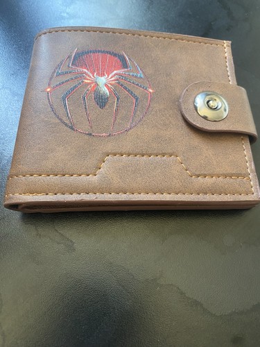 Brown leather spider man logo - leather, spider-man