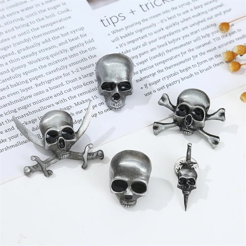 Skull crossbones enamel pin - skull,