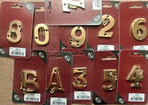 Solid brass house numbers - brass, 2"