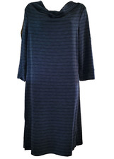 Dubarry of Ireland Ennis Cowl Neck Dress Blue US 12 Drape ¾ Sleeve Button Detail
