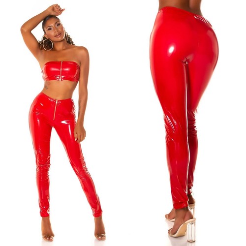 Womens vinyl look leggings zip - vinyl,