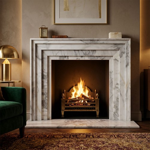 White marble fireplace - white,