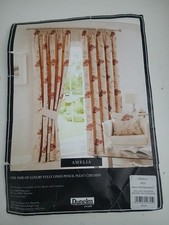 DUNELM amelia Lined Curtains 66" Wide 72" Drop Ruffle Tape Floral Print 