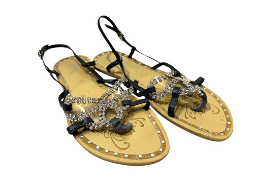 Ladies strappy black - ladies, diamante