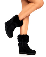 Womens Wedge Boots Winter Fur