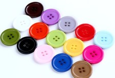 25mm Round Flat Smartie Buttons Many Colour Sewing Knitting Craft in 10,20,50