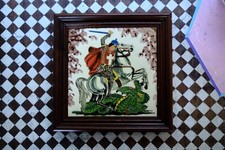 St George And The Dragon Decorative Framed Ceramic Tile