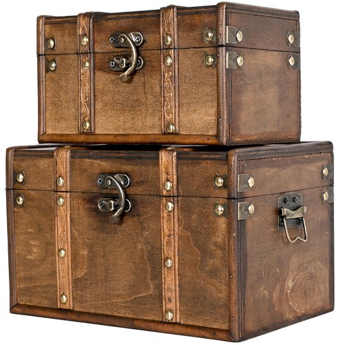 Vintage wooden storage trunk - wooden,