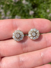 Edwardian 18ct Yellow Gold  1.73ct Old Cut Diamond Cluster Stud Earrings