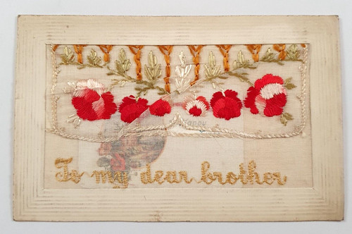 Ww1 embroidered silk - embroidered, postcard
