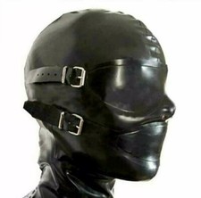 Latex Rubber Hood Full Enclosure Set With Eyeshade Cover - 2x Mouth Cover/Gag