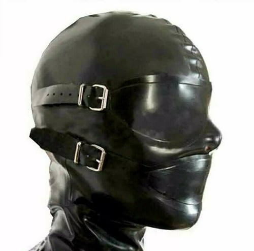 Latex rubber bondage hood - bondage,