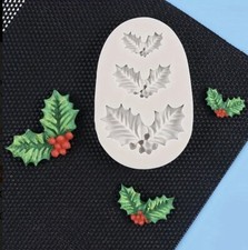 Holly leaf Silicone Fondant Mould Cake Topping Sugar craft Mold Christmas UK