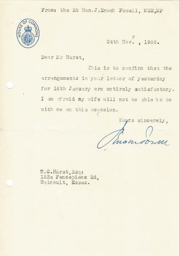 Enoch powell typed letter - powell,
