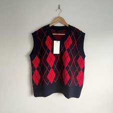 Zara Red/Navy Argyle Oversized