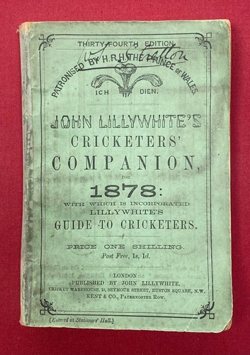 1878 lillywhite - 1878, lillywhite’s
