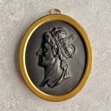 Georgian Wedgwood Black Basalt Portrait Medallion King James II C 1780