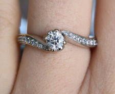 18ct Gold Diamond Ring Tolkowsky Designer Engagement 18K 0.34ct Twist Size J 1/2