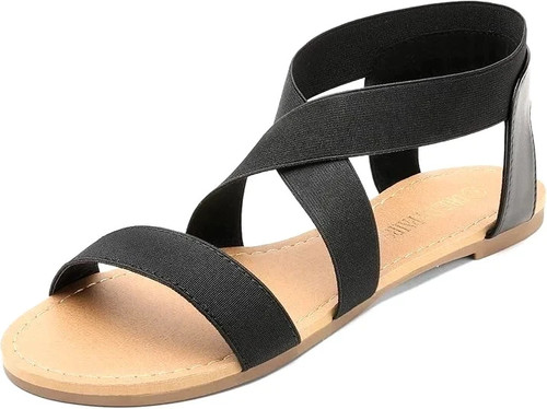 Elastic straps open toe summer - elastic,