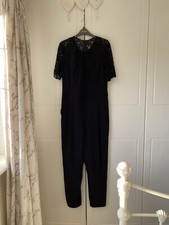 Laura Ashley, Size 12, Black Crepe And Lace Jumpsuit 