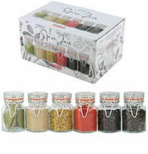 Set Of 6 Glass Clip Seal Spice