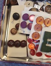 Lot of Vintage Mixed Sewing Button - Bakelite/Leather/Plastic, Various Sizes...
