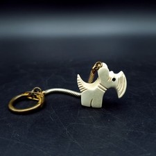 Vintage Scottie Dog Keyring C1950s plastic brass loop Animal Keychain Hang H11cm