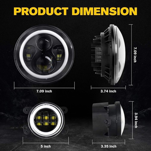 Led motorcycle headlight - 7",