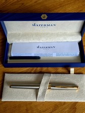 Waterman Hemisphere Fountain Pen Mint Stainless Steel Medium Nib Boxed .