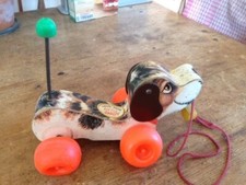 Vintage Fisher Price 1960's  "Little Snoopy" Pull Along Dog Toy - Fully Working
