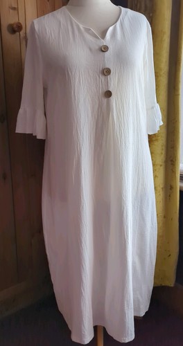 White midi dress lagenlook - white, dress.