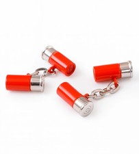 Shotgun Bullet Cufflinks - Red/Silver Cartridge Onyx Art CK448 Men's Cuff Links