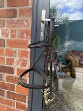 Dark brown full size English Leather Bridle with crank noseband