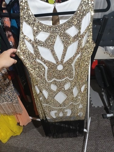White gold and black sequin - and,