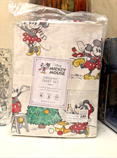 Pottery Barn holiday Disney Mickey Mouse TWIN SHEET set Christmas gift kid -