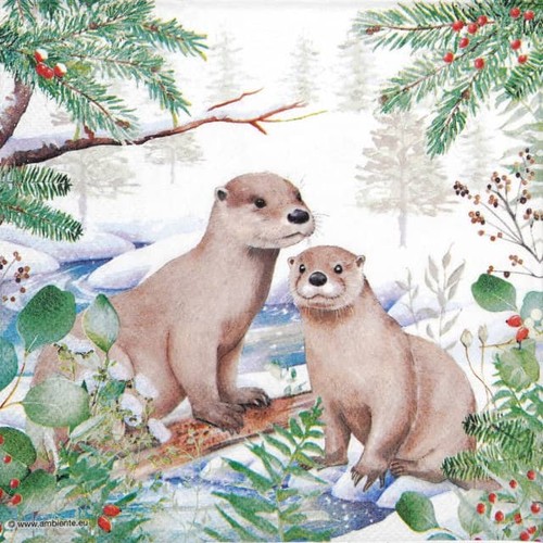 Otter napkins 33x33cm - 4x, cute