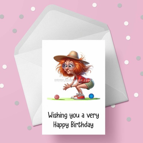 Lawn bowls birthday card - lawn,