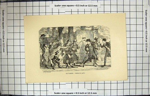 Original old antique print - old,