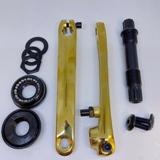 BMX 3 Piece Crankset Crank Arms Axle Bottom Bracket Old School US Sized     GOLD