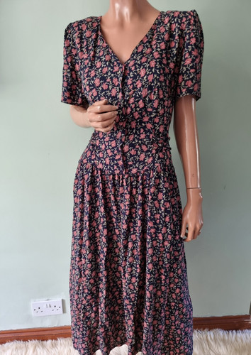 Vintage 80s 90s blue floral - vintage,