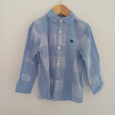 New Junior J Shirt Age 2 3 Years Long Sleeved Blue Check Collar Jasper Conran 