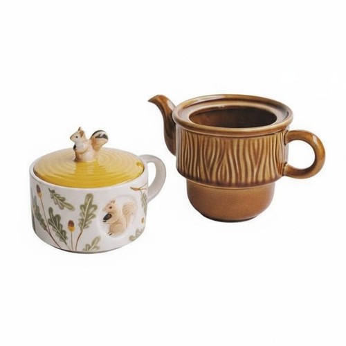Squirrel teapot and cup - teapot,