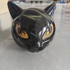 Luxury Black Cat Stone Sculpture Resin Desktop Ornament Elegant Home Decor
