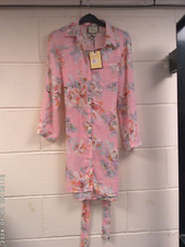PINK FLORAL SHIRT DRESW/LONG