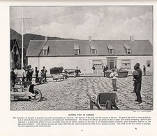 1897 VICTORIAN PRINT ~ CANADA ~ CURING FISH ~ LAID ON GROUND ~WORKERS