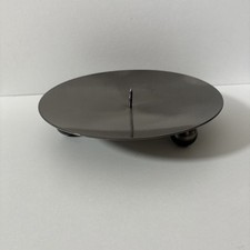 Traditional Round LargeGrey  Metal Pillar Candle Holder 6.5” / 16.5cm