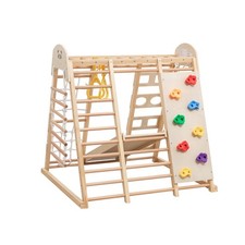 9-in-1 Kids Climbing Frame Wooden Indoor Climber Playground Jungle Gym Playset