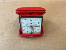 vintage working smiths alarm clock with leather case 